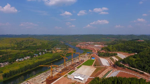 Aerial View Construction Site Full Scale Replica Titanic Passenger Liner — Stock Photo, Image