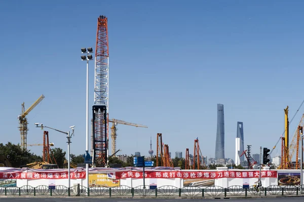 Vista Canteiro Obras Sede Brics New Development Bank Ndb Contra — Fotografia de Stock