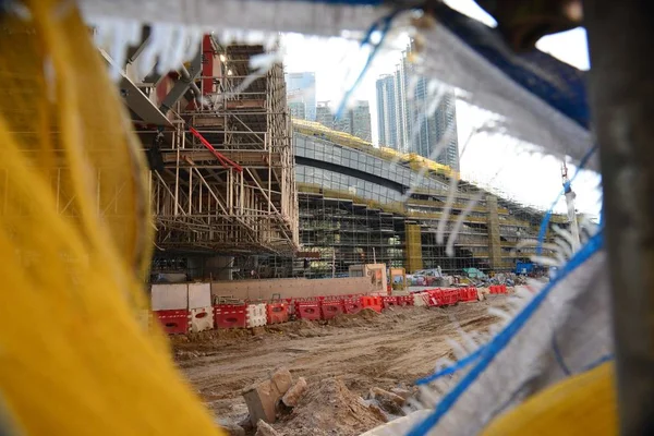 Vista Canteiro Obras Terminal West Kowloon Seção Hong Kong Guangzhou — Fotografia de Stock