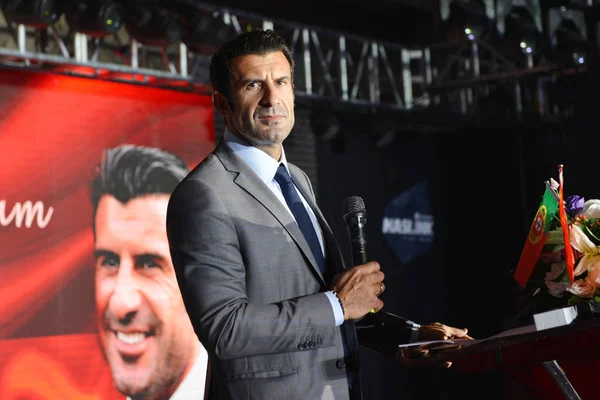 Estrela Aposentada Futebol Português Luis Figo Participa Uma Reunião Intercâmbio — Fotografia de Stock