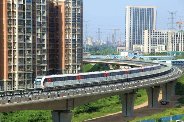 Maglev Train Runs Trial Operation Beijing China August 2017 — Stock Photo, Image