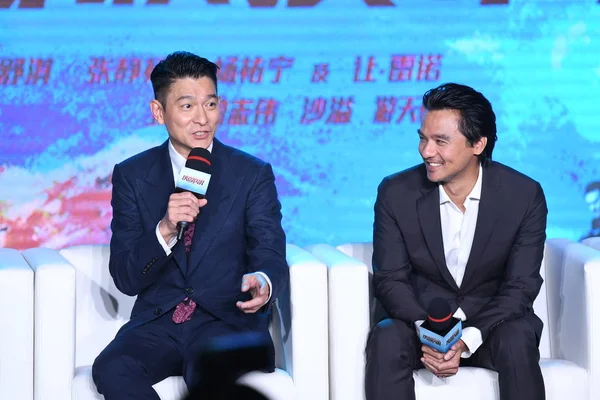 Hong Kong Singer Actor Andy Lau Left Actor Director Stephen — Stock Photo, Image