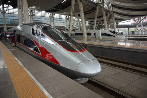 Fuxing Nagy Sebességű Golyó Vonat Peking Shanghai Nagysebességű Vasútvonal Képen — Stock Fotó