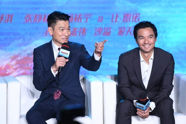 Hong Kong Singer Actor Andy Lau Left Actor Director Stephen — Stock Photo, Image