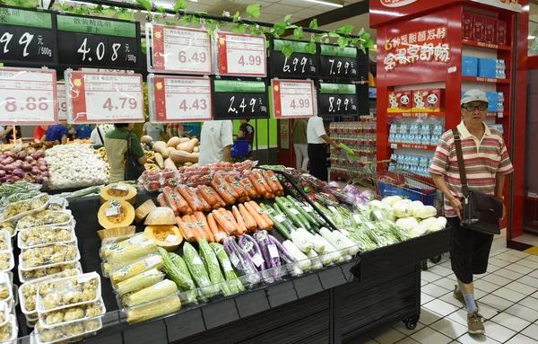 항저우 슈퍼마켓에서 야채를 중국의 2017 — 스톡 사진
