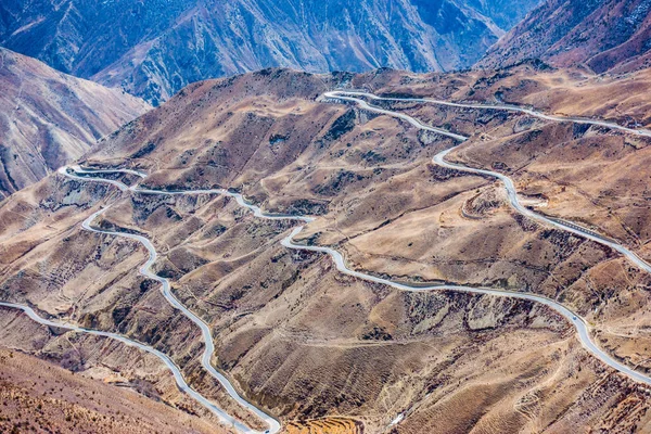 Vista Aérea Nujiang Turns Uma Seção Estrada Sinuosa Com Curvas — Fotografia de Stock