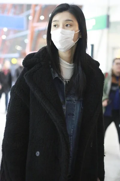 中国名模习孟耀 俗称明熙 于2019年1月10日在中国北京登陆北京后抵达北京首都国际机场 — 图库照片