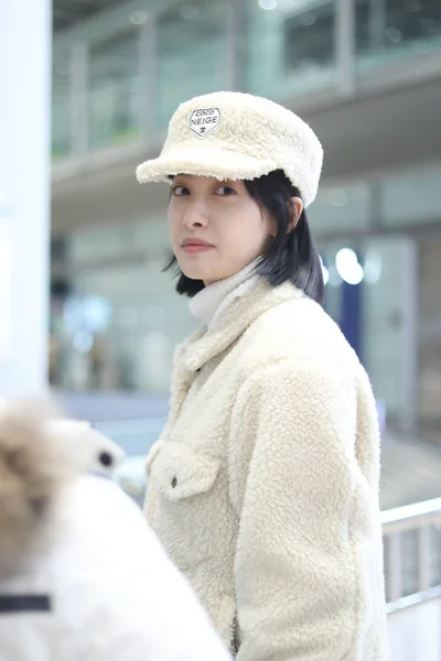 Atriz Chinesa Victoria Song Song Qian Chega Aeroporto Internacional Capital — Fotografia de Stock