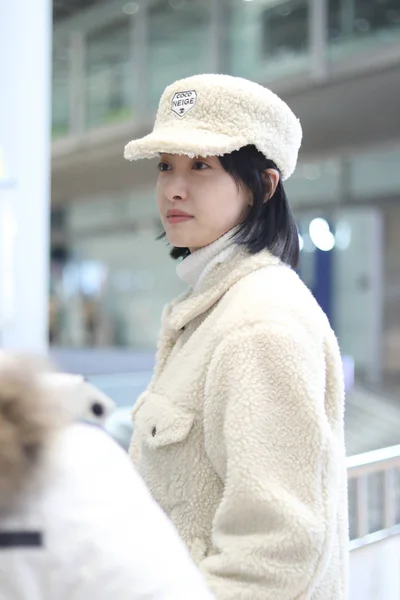 Chinese Actrice Victoria Song Song Qian Arriveert Bij Beijing Capital — Stockfoto