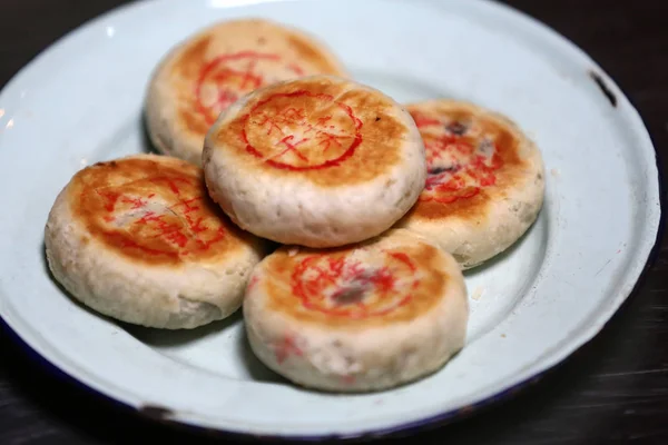 View Anhui Style Mooncakes Made Year Old Chinese Bakery Owner — Stock Photo, Image