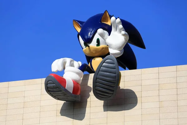 Veduta Una Scultura Sonic Hedgehog Personaggio Del Titolo Protagonista Della — Foto Stock