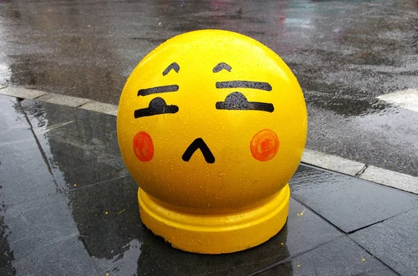 Вид Emoji Камінь Блок Налаштований Регулювання Стоянки Дорозі Ухань Центральна — стокове фото