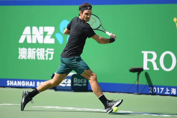Roger Federer Joueur Tennis Suisse Participe Une Séance Entraînement Pour — Photo
