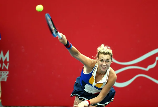 Anastasia Pavlyuchenkova Rússia Serve Contra Wang Qiang China Sua Partida — Fotografia de Stock