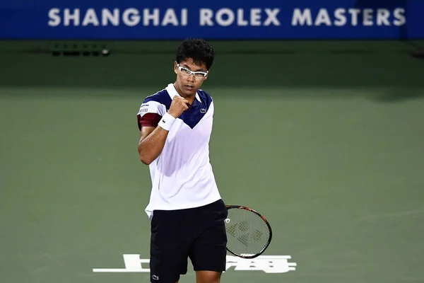 Chung Hyeon Corea Del Sur Reacciona Después Anotar Contra Richard — Foto de Stock