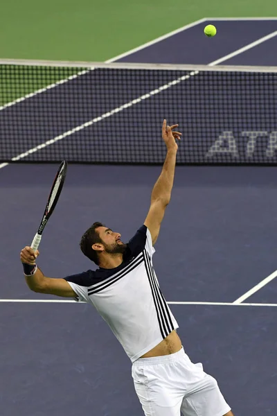 Marin Cilic Croatie Sert Contre Rafael Nadal Espagne Demi Finale — Photo