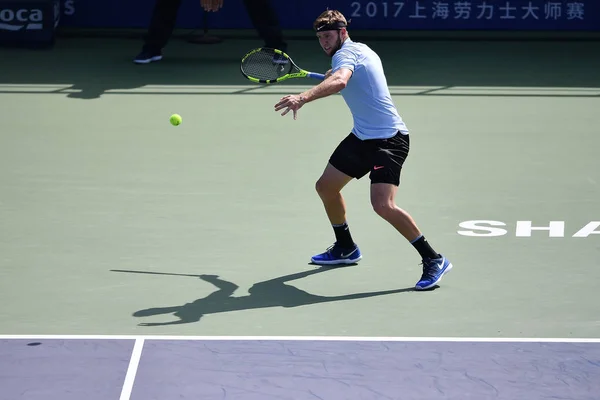 Jack Sock Amérique Retourne Tir Alexandr Dolgopolov Ukraine Dans Son — Photo