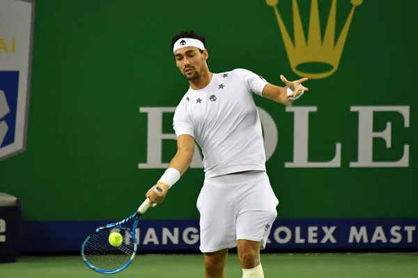 Фабіо Fognini Італії Повертає Постріл Рафаель Надаль Іспанії Своїх Матчу — стокове фото