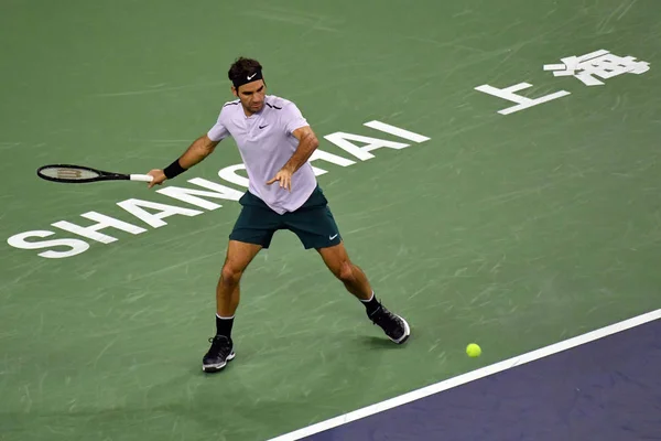 Roger Federer Schweiz Hälsar Kinesiska Fans Efter Att Besegrat Alexandr — Stockfoto