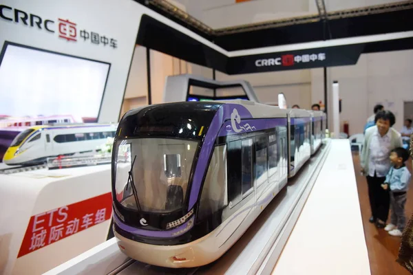 Vista Modelo Tren Exhibición Stand Crrc China Railway Rolling Stock — Foto de Stock