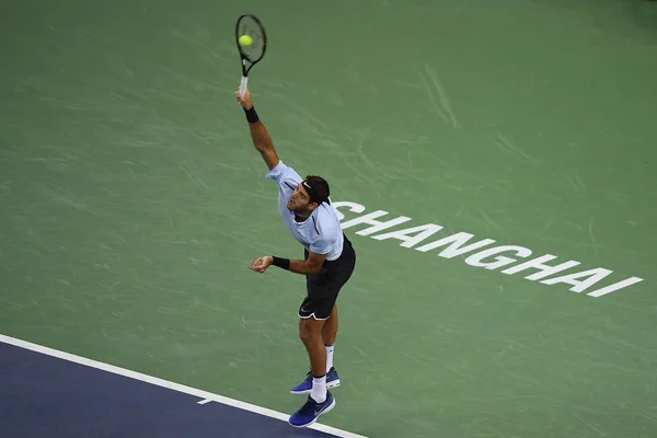 Juan Martin Del Potro Argentina Retorna Viktor Troicki Sérvia Suas — Fotografia de Stock