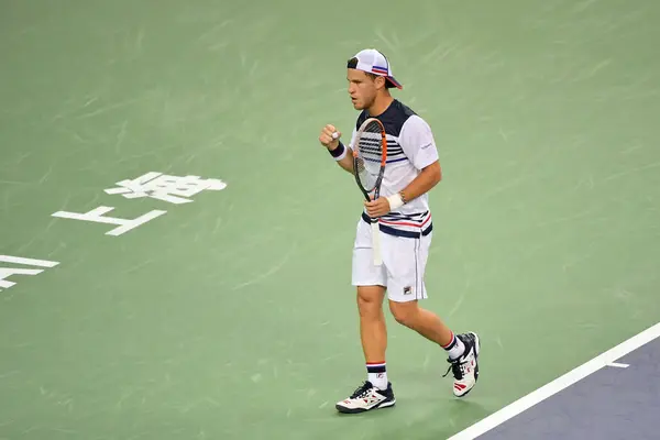 Diego Schwartzman Aus Argentinien Reagiert Nach Seinem Tor Gegen Roger — Stockfoto