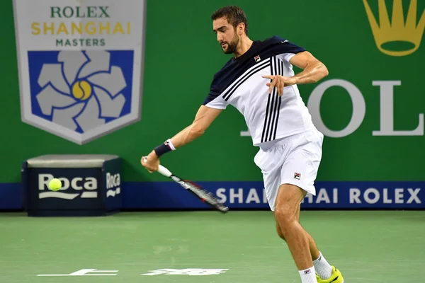 Marin Cilic Croacia Devuelve Una Oportunidad Steve Johnson Los Estados — Foto de Stock