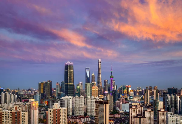 Skyline Lujiazui Фінансового Району Східних Перлинні Телевежі Правильний Найвищих Шанхай — стокове фото