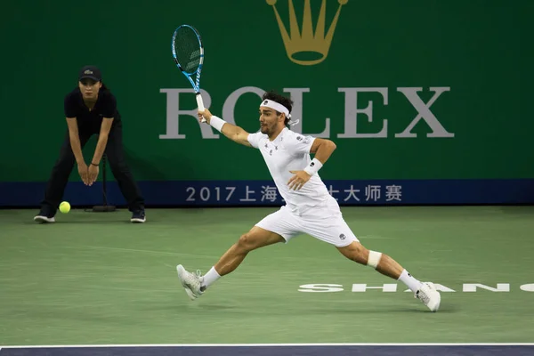 Fabio Fognini Itália Retorna Tiro Para Rafael Nadal Espanha Sua — Fotografia de Stock