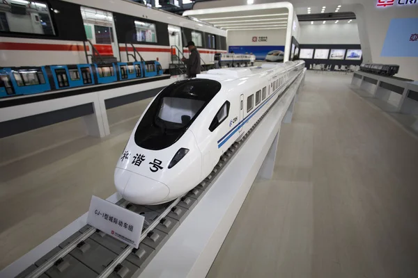 Modell Tåg Displayen Montern Crrc China Railway Rullande Materiel Corp — Stockfoto