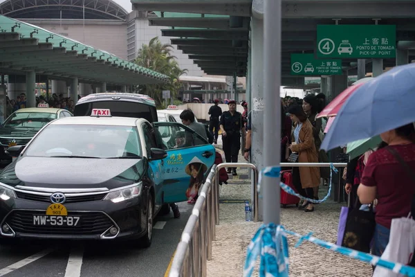 Yerel Halk Tayfun Hanun Macau Çin Neden Olduğu Otobüs Kesintisi — Stok fotoğraf