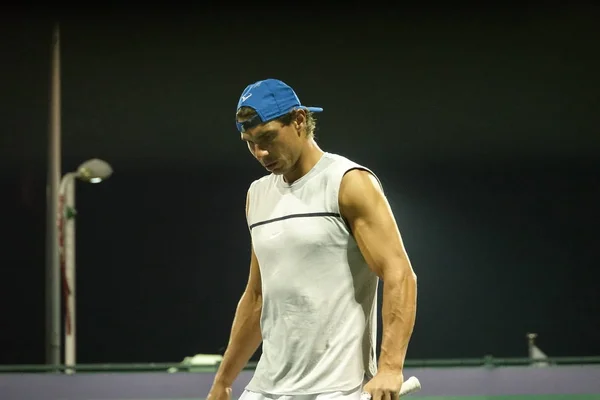 Tenista Espanhol Rafael Nadal Participa Uma Sessão Treinamento Para Torneio — Fotografia de Stock