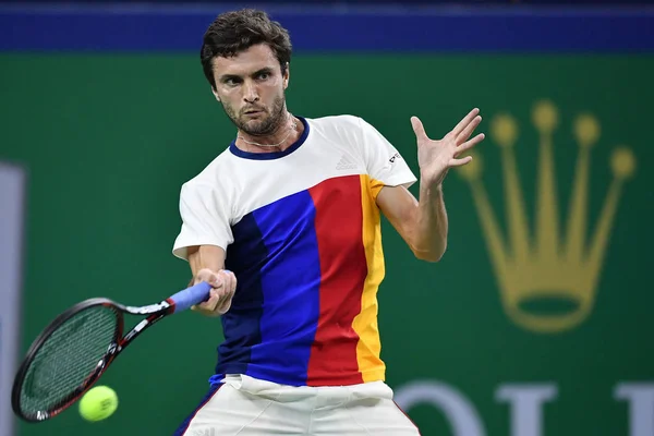 Gilles Simon Francie Vrací Výstřel Voňavé Bedene Anglie Jejich Druhém — Stock fotografie