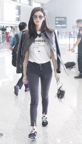 Modelo Chino Mengyao Más Conocido Como Ming Llega Aeropuerto Internacional — Foto de Stock
