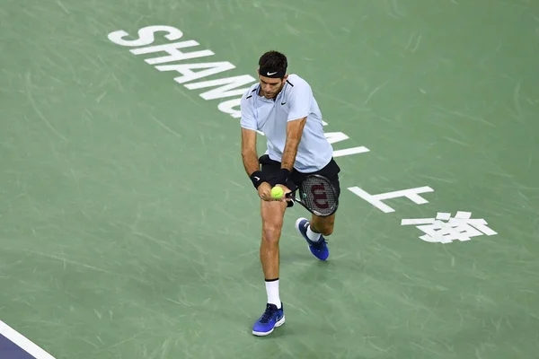 Juan Martin Del Potro Delpo Argentina Devolve Tiro Roger Federer — Fotografia de Stock