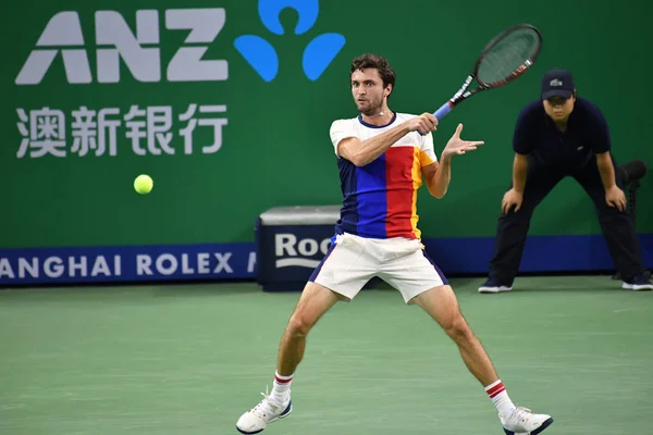 Gilles Simon Frankrike Returnerar Ett Skott Till Aljaz Bedene England — Stockfoto