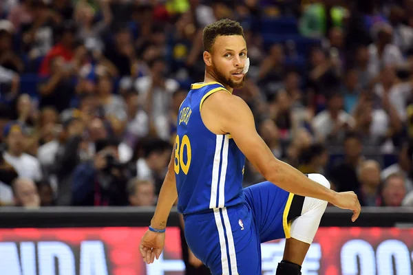 Stephen Curry Golden State Warriors Retratado Uma Partida Basquete Contra — Fotografia de Stock