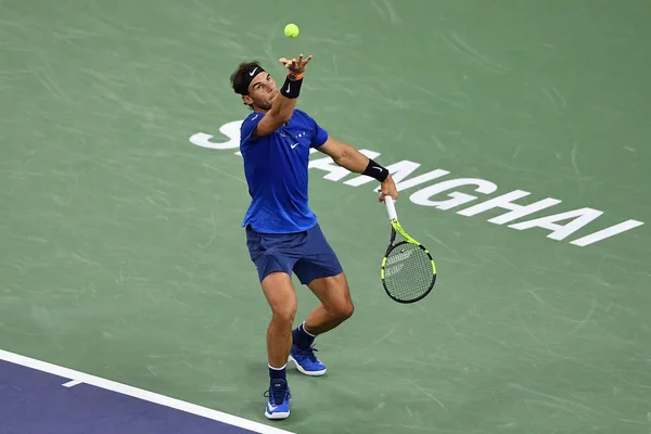 Rafael Nadal Espanha Serve Contra Marin Cilic Croácia Sua Semifinal — Fotografia de Stock