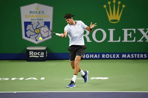 Juan Martin Del Potro Argentina Retorna Tiro Para Nikoloz Basilashvili — Fotografia de Stock