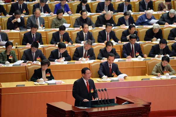 공산당의 위원회의 Cpc 항저우 의회의 세션의 오프닝 회의에서 정부의 보고서를 — 스톡 사진