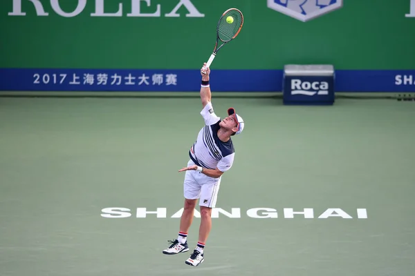 Diego Schwartzman Argentina Sirve Contra Jordan Thompson Australia Primer Partido — Foto de Stock