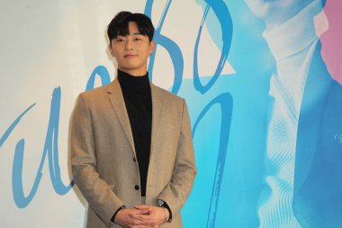 South Korean actor Park Seo-joon attends a press conference in Hong Kong, China, 30 September 2017. clipart