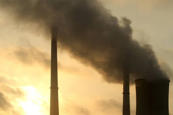 Smoke Discharged Chimneys Factory Heavy Smog Huaian City East China — Stock Photo, Image