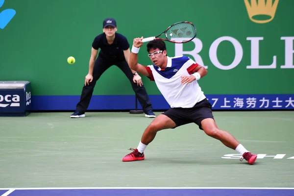 Chung Hyeon Coreia Sul Devolve Uma Foto Para Roberto Bautista — Fotografia de Stock