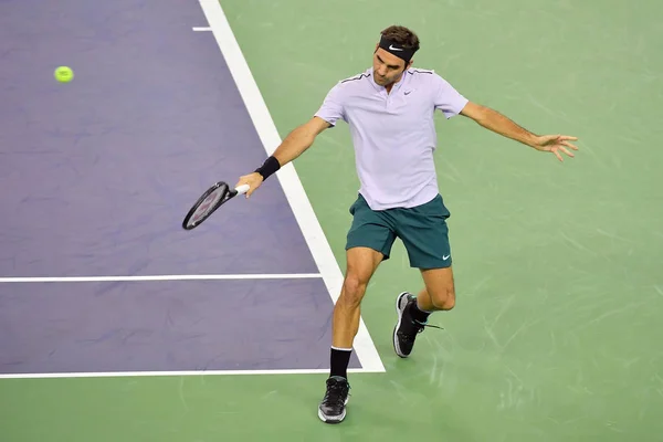 Roger Federer Suisse Retourne Tir Alexandr Dolgopolov Ukraine Dans Son — Photo