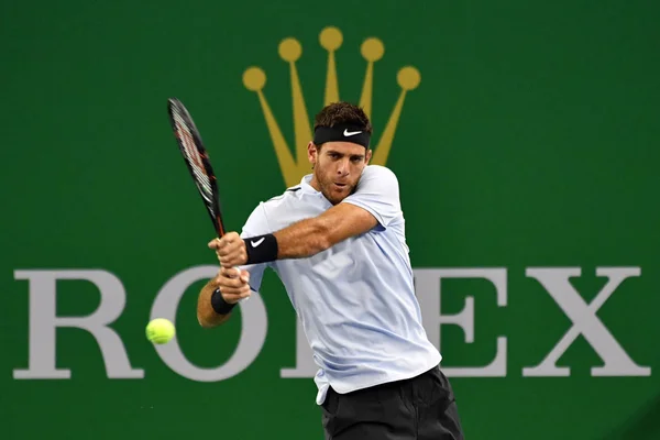 Juan Martin Del Potro Dell Argentina Torna Colpo Alexander Zverev — Foto Stock