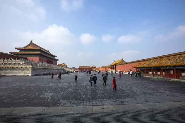 Туристи Відвідують Палац Музей Також Відомий Забороненого Міста Пекіні Жовтня — стокове фото