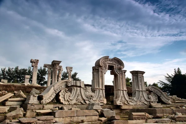 Vista Las Ruinas Del Antiguo Palacio Verano Conocido Como Yuanmingyuan — Foto de Stock