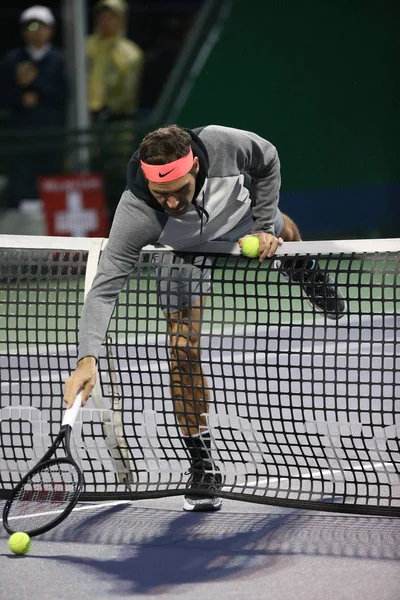 Tennista Svizzero Roger Federer Partecipa Una Sessione Allenamento Durante Giornata — Foto Stock