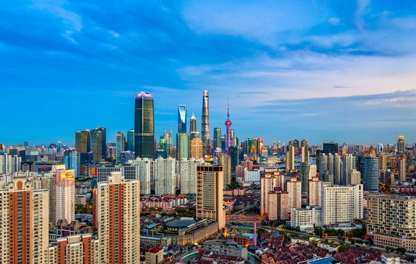 Skyline Lujiazui Financial District Oriental Pearl Tower Right Tallest Shanghai — Stock Photo, Image